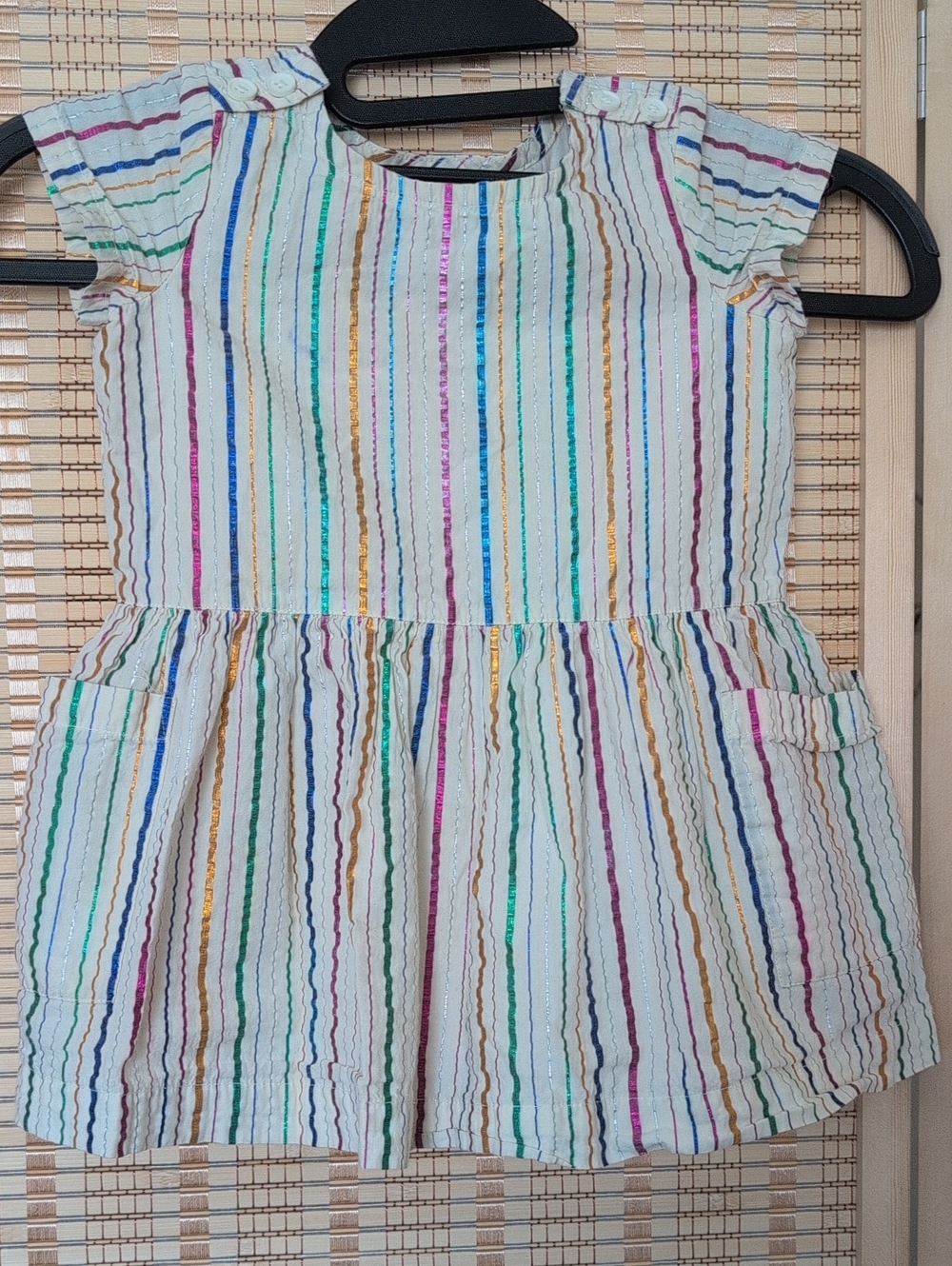 Hanna Anderson Girls' Multicolor Stripe Pocket Dress - White